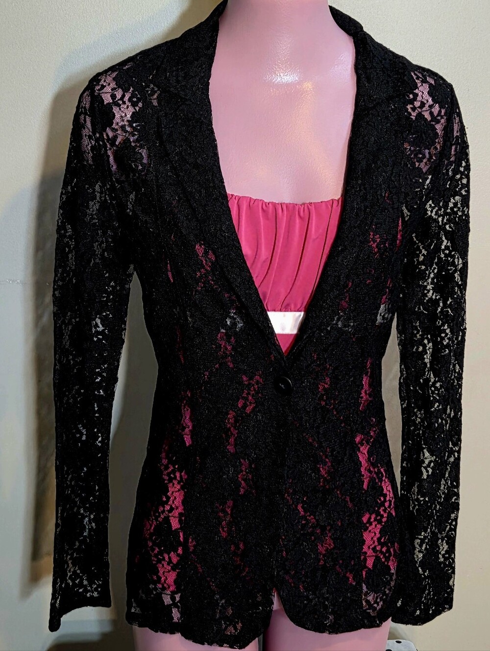 NWOT Black Lace Blazer Jacket - Button Front